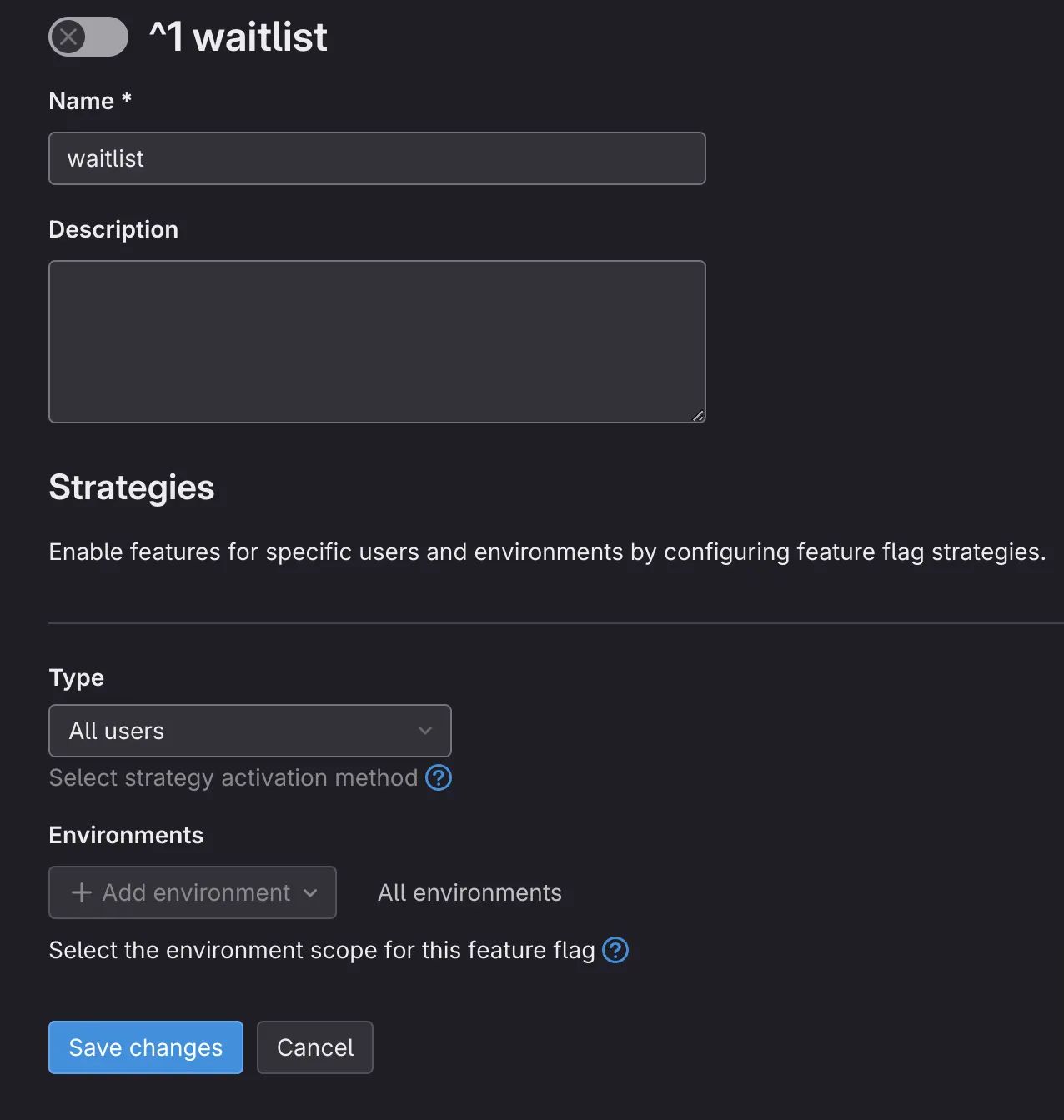 The feature flag from within Gitlab